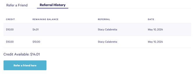 Referral bucks tracking