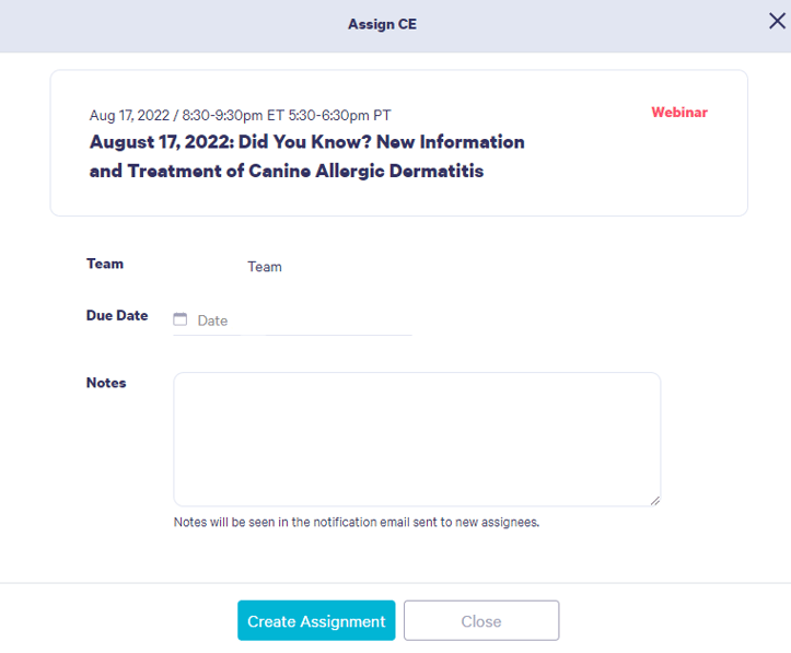 How do I create an assignment for my team?
